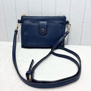 Elegant Navy Blue PU Leather Crossbody Bag